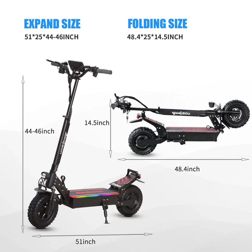 Arwibon Q30 Adult Electric Scooter 2500W Motor Top Speed 30MPH, 48V13/16AH, 11 Inch Off-Road Tires Sport Folding EScooter