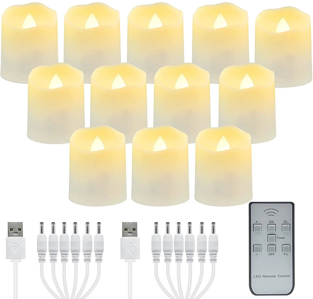 Led Candles Timer Remote Rechargeable LED Light Flameless For Wedding Room Garden Holiday Lighting Home Decor Tea Candle Lamp