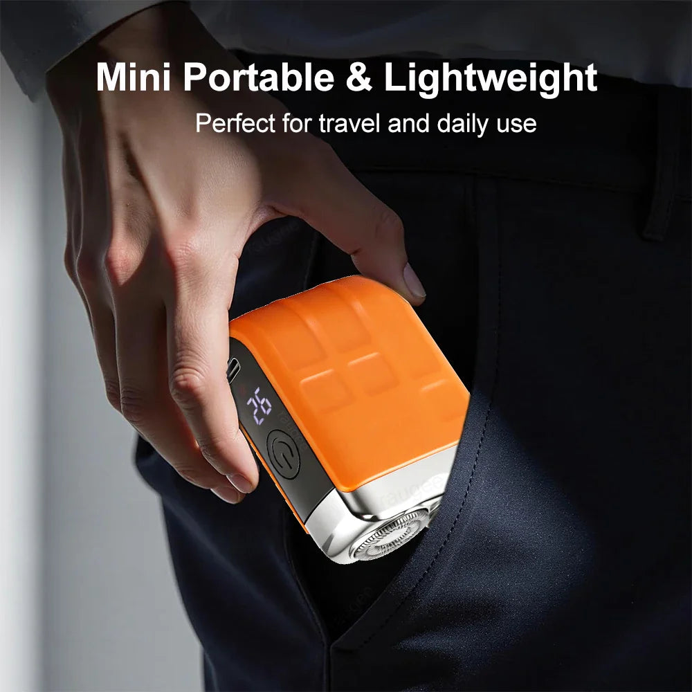 Mini Electric Shaver for Men Wet/Dry Facial Beard Trimmer Rechargeable Portable Mini Beard Shaver Dual-Head Blade Electric Razor