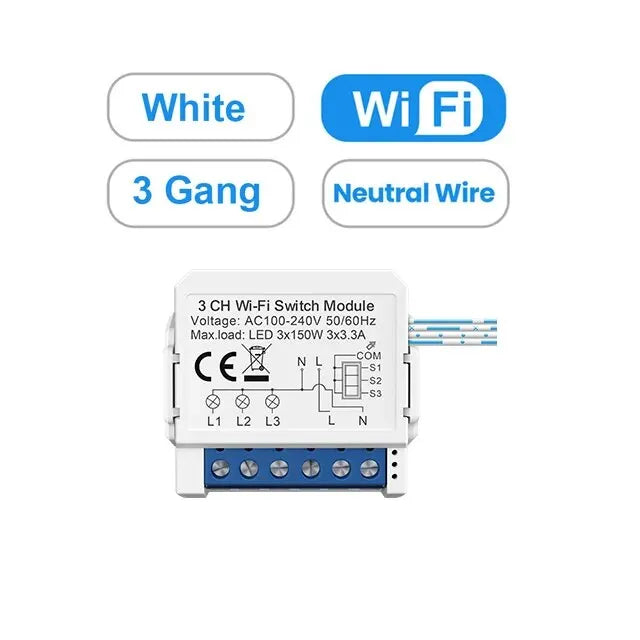 AVATTO WiFi 1/2/3/4 Gang Mini Smart Switch DIY Light Switches Module 2-Way Control Works With Smart Tuya Alexa Alice Google Home