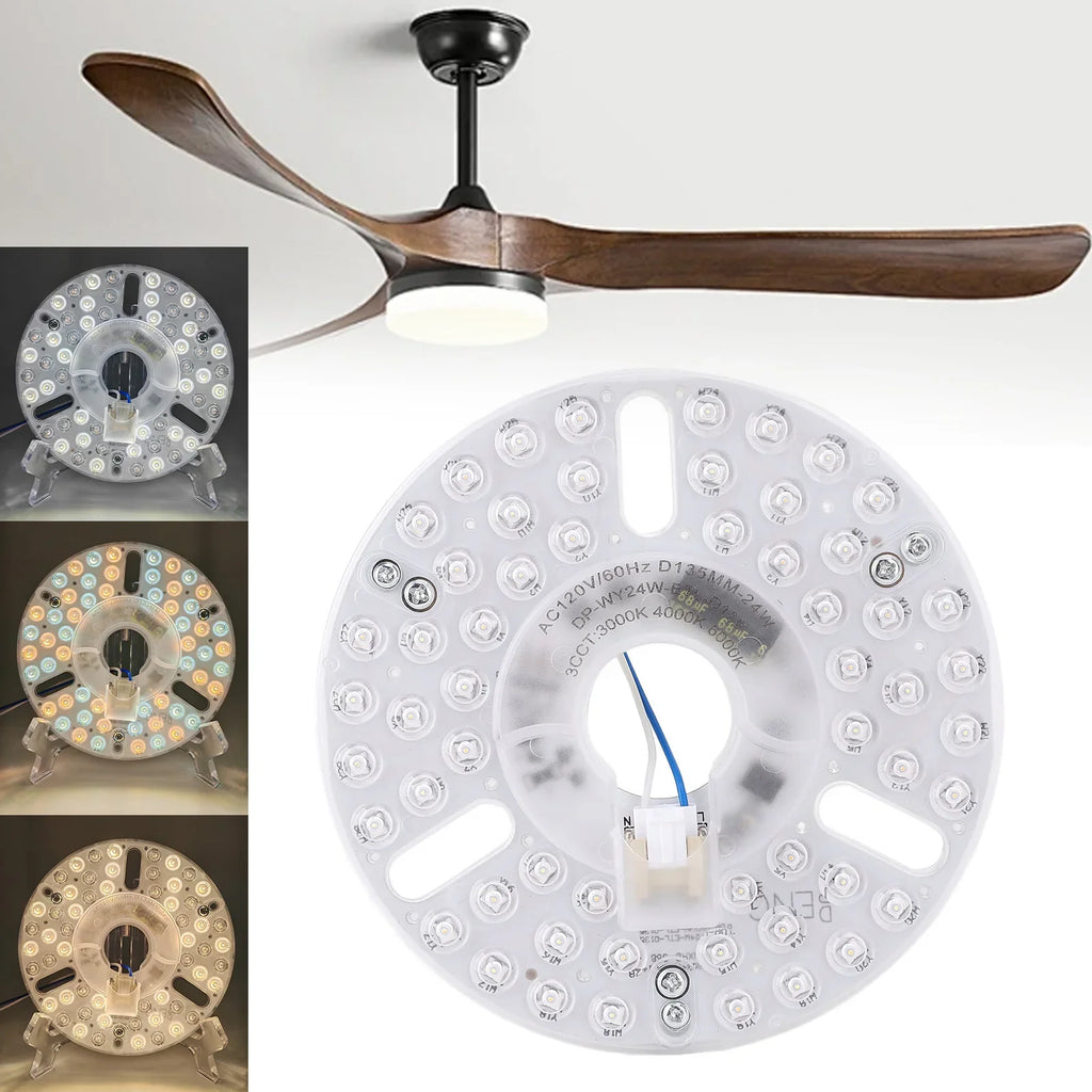 5.3 Inch Ceiling Fan LED Light Replacement 24W 3CCT Dimmable Magnetic LED Fan Light Board Panel Retrofit Light with Memory