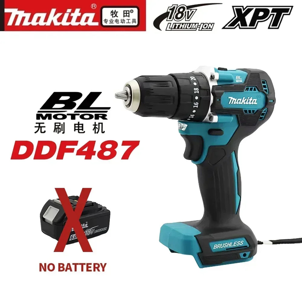 Makita Original DDF487 Cordless Driver Drill 18V Brushless Electric Impact Screwdriver Rechargeable Power Tool makita 18v tools