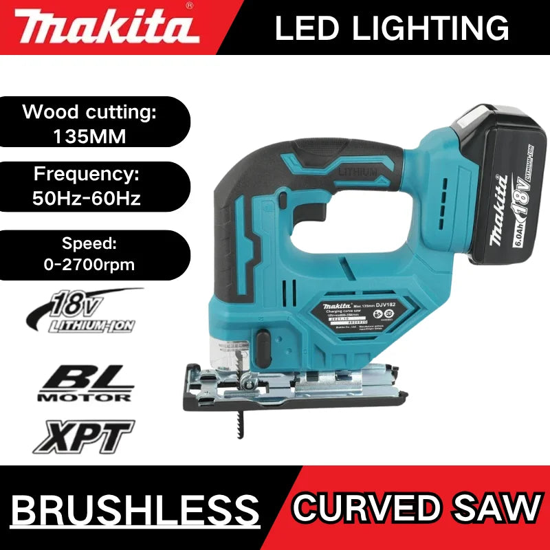 Makita DJV182Z Cordless Jigsaw:18V,300W,0-2700rpm,Stroke,±45° Cutting Angle,For Wood/Plastic/Metal Cutting Jobs