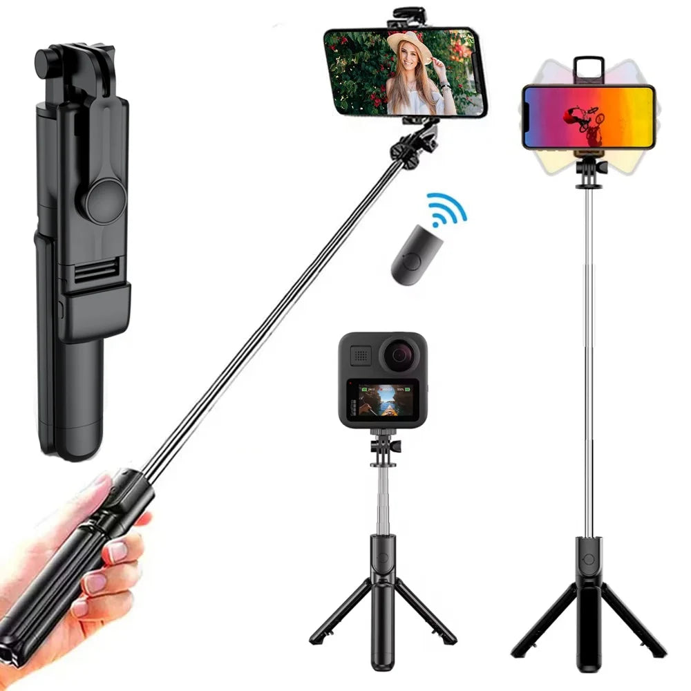 BSLIUFANG Monopod Remote Shutter Fill Light for iPhone Samsung Xiaomi Phone Holder Mini Tripod Wireless Bluetooth Selfie Stick