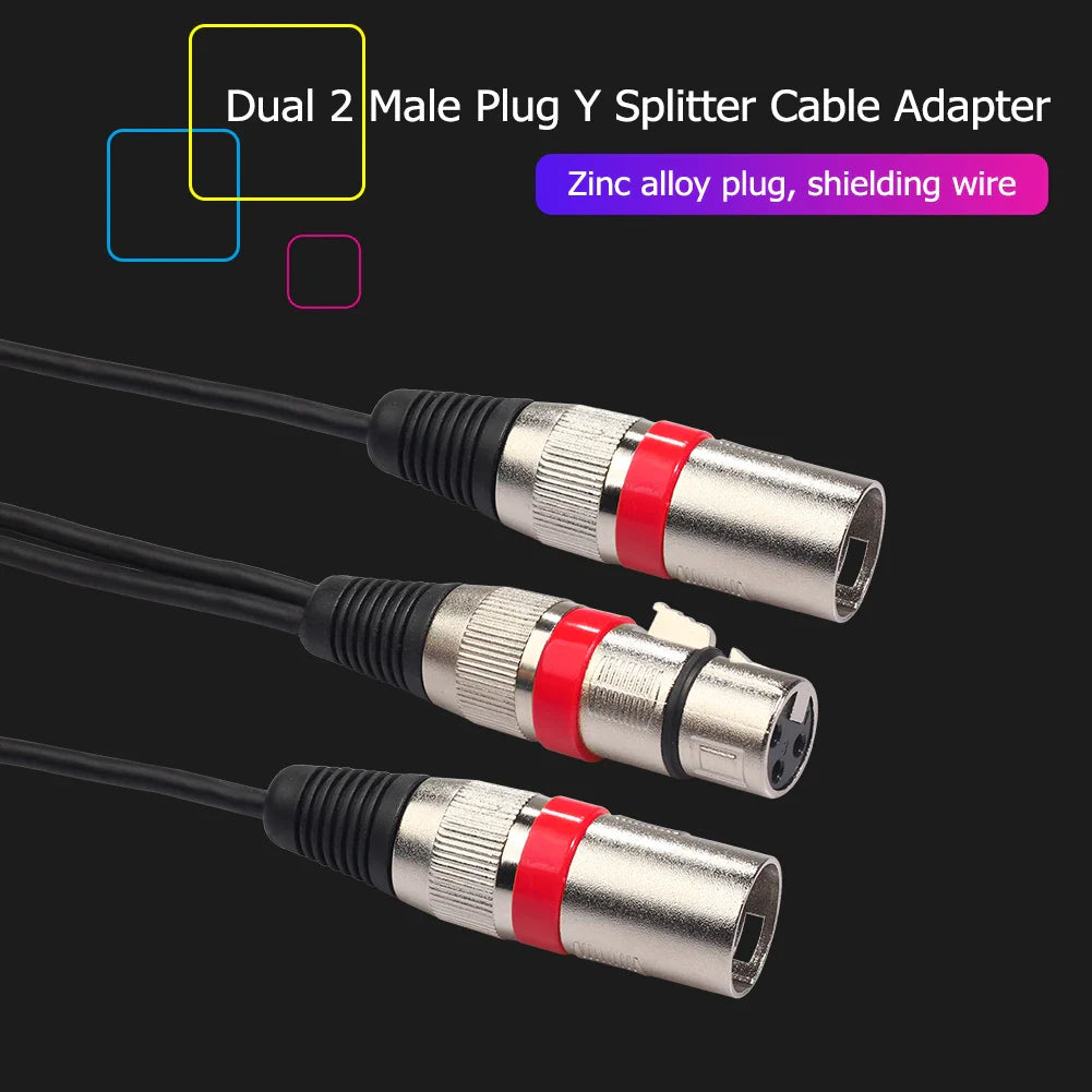 30cm 3Pin XLR Female Jack to Dual 2 Male Plug Adapter Cable Microphone Splitter Cord for Mic Amplifier Speaker Mixer Accessories