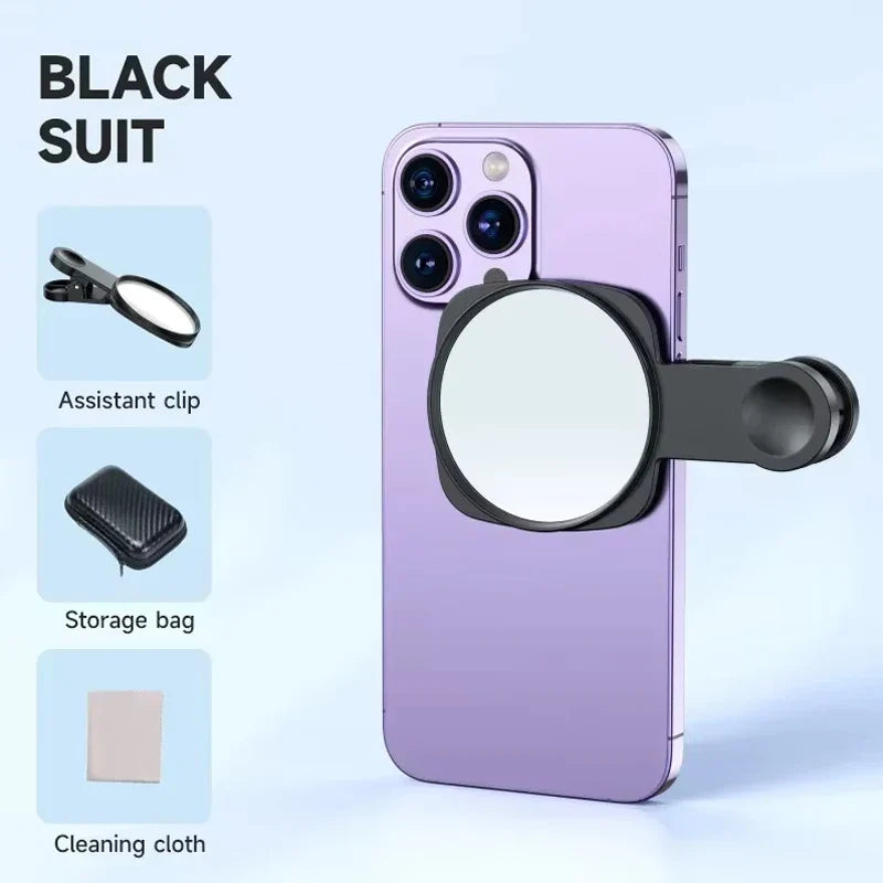 Smartphone Camera Mirror Reflection Clip Kit Portable Mobile Phone Camera Mirror Clip With Storage Bag Phone Rear Selfie Mirror
