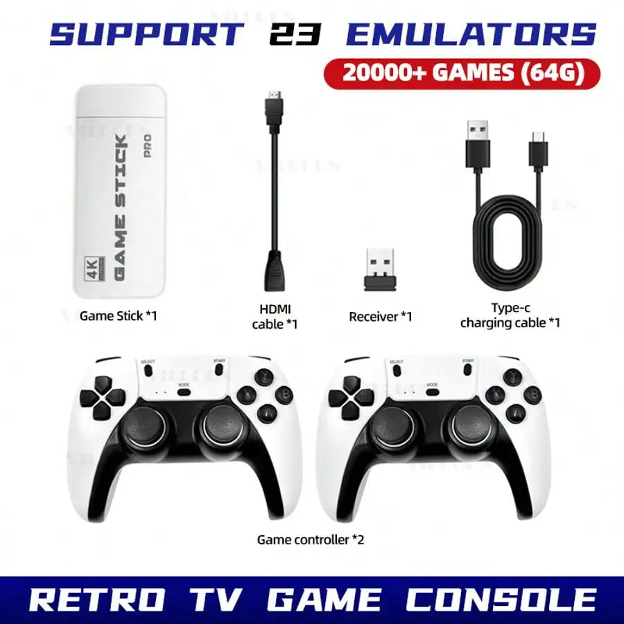 M15 Video Game Console 2.4G Wireless Dual Controller Retro TV Game Stick 20000 Classical Games Two Player Game Big Color Box