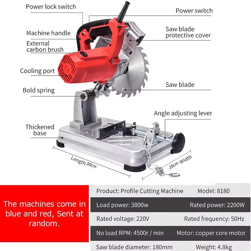 Mini Profile Cutting Machine 0-45 Degrees Table Cutter Mini Electric Saw Table Saw for Cutting Metal Wood Plastic