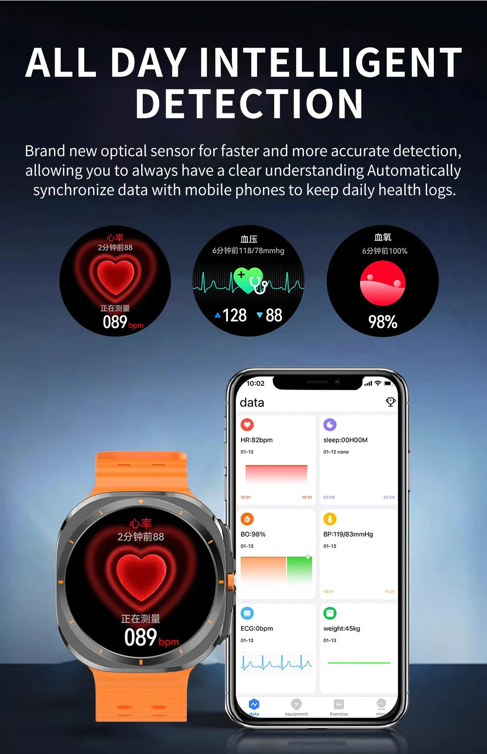 The BW7 smartwatch features a 1.46-inch multi-functional sports and fitness tracker health monitoring AMOLED screen