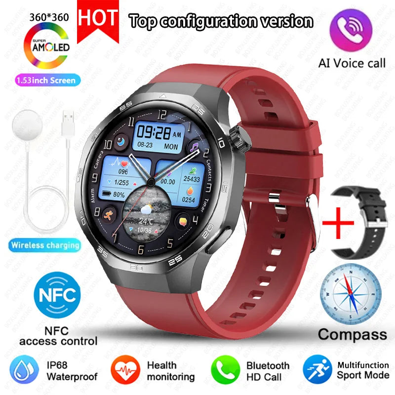 2025 New BOXUXING Watch 5 MAX Smart Watch AMOLED Screen NFC GPS Tracker Bluetooth Call Health Waterproof Smartwatch Men Women
