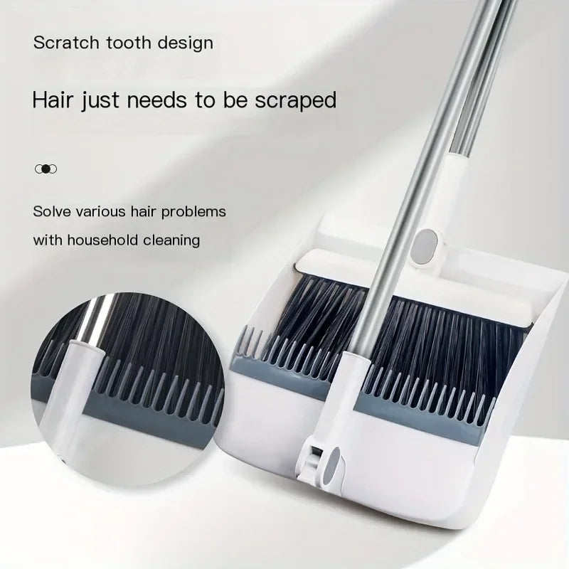3-in-1 Rotatable Folding Magnetic Broom and Dustpan Cleaning Set, Lightweight Cleaning