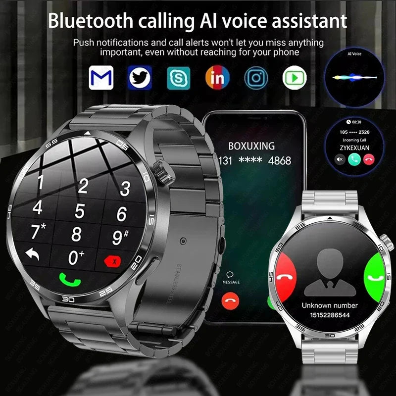 BOXUXING New Watch 5 Pro GPS NFC Men 100+sport Smart Watch AMOLED Screen Heart rate Bluetooth Call IP67Waterproof Man Smartwatch