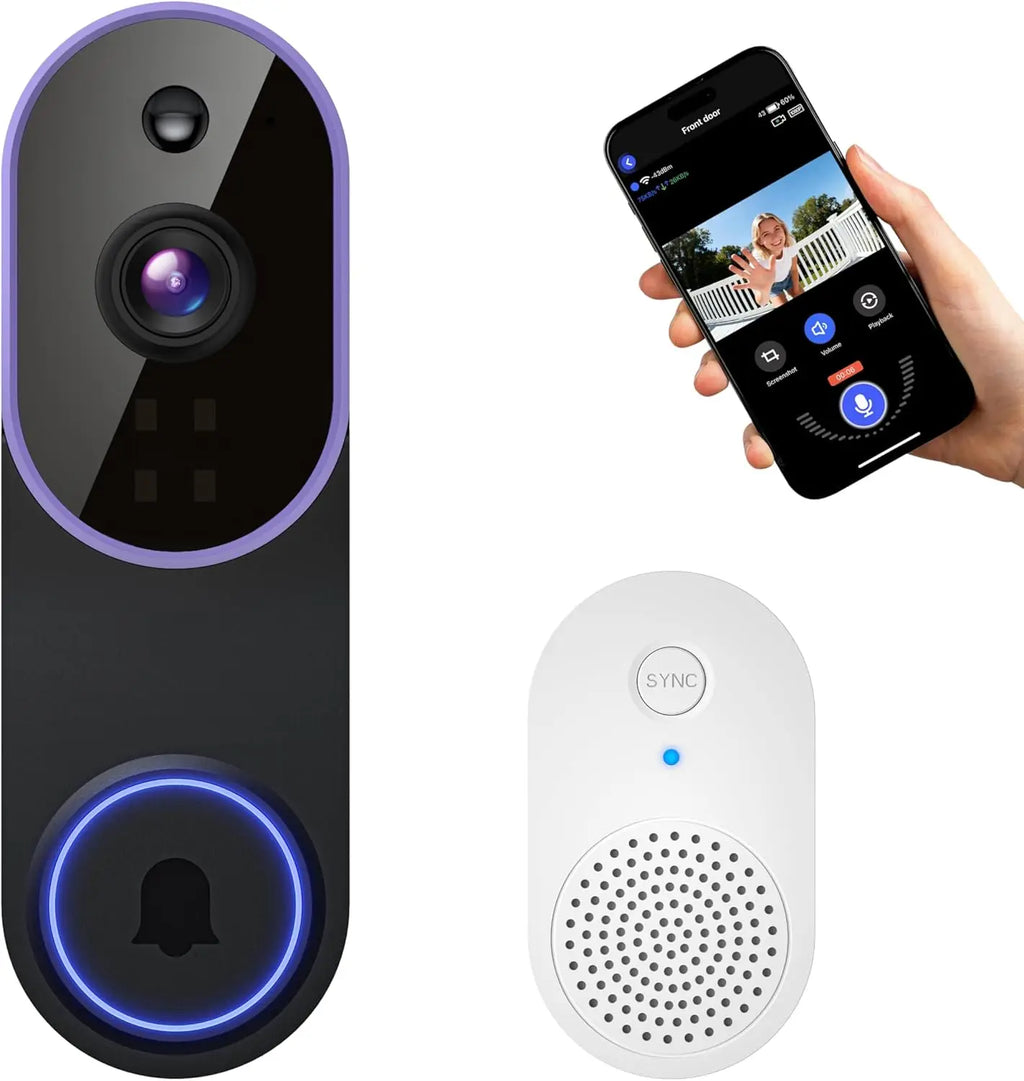 Smart Video Doorbell with AI Detection, 2-Way Audio, Night Vision, and Cloud Storage for Home Security