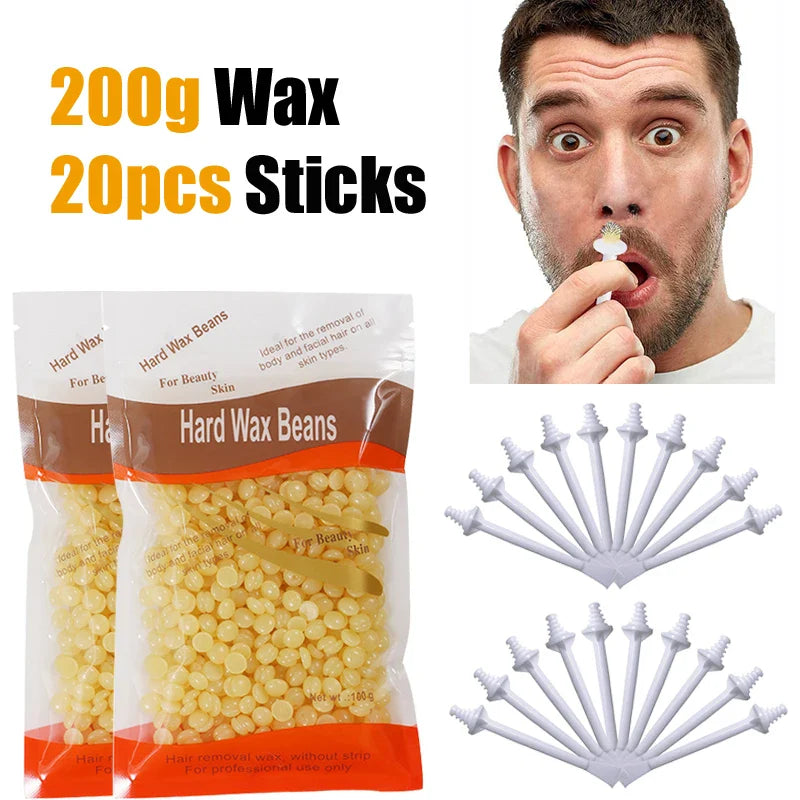 100PCS Nose Wax Sticks Kit Portable Easy Quick Wax Bean Cleaning Wax Kit Painless Nasal Wax Cleaning Tools Set For Hair Removal