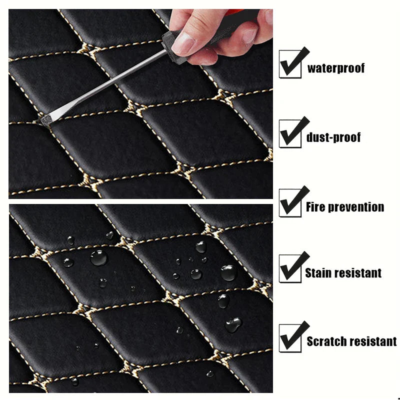 5Pcs Car Floor Mats PU Leather Waterproof Auto Foot Pad Protector pads Fashion Car Carpet Cushion For All Seasons
