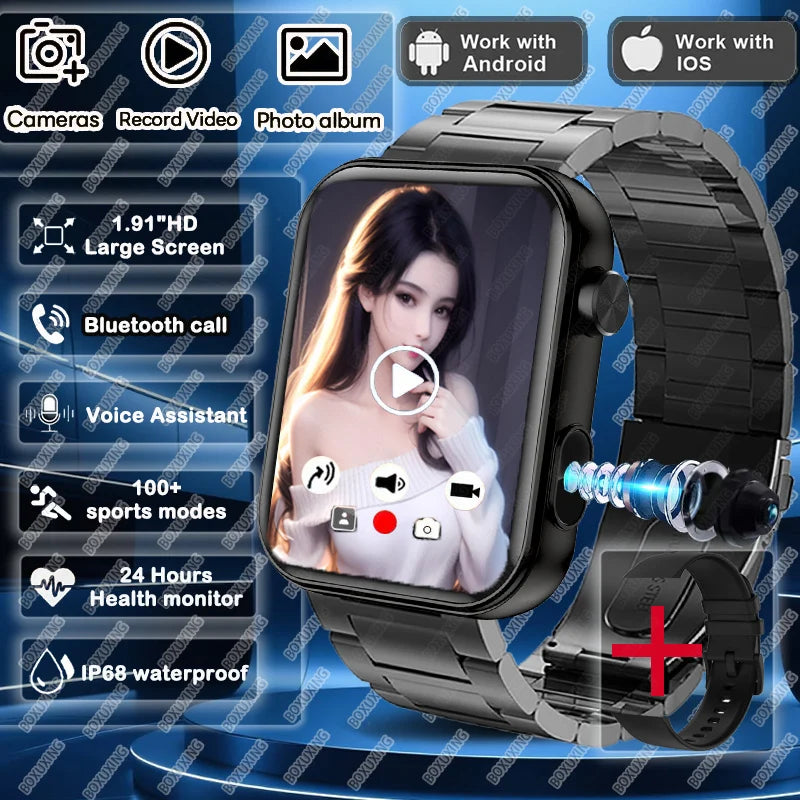 2025New Smart Watch Women Men sound recording Camera Take Photo Record Video Watches Sports Waterproof Bluetooth Call Smartwatch