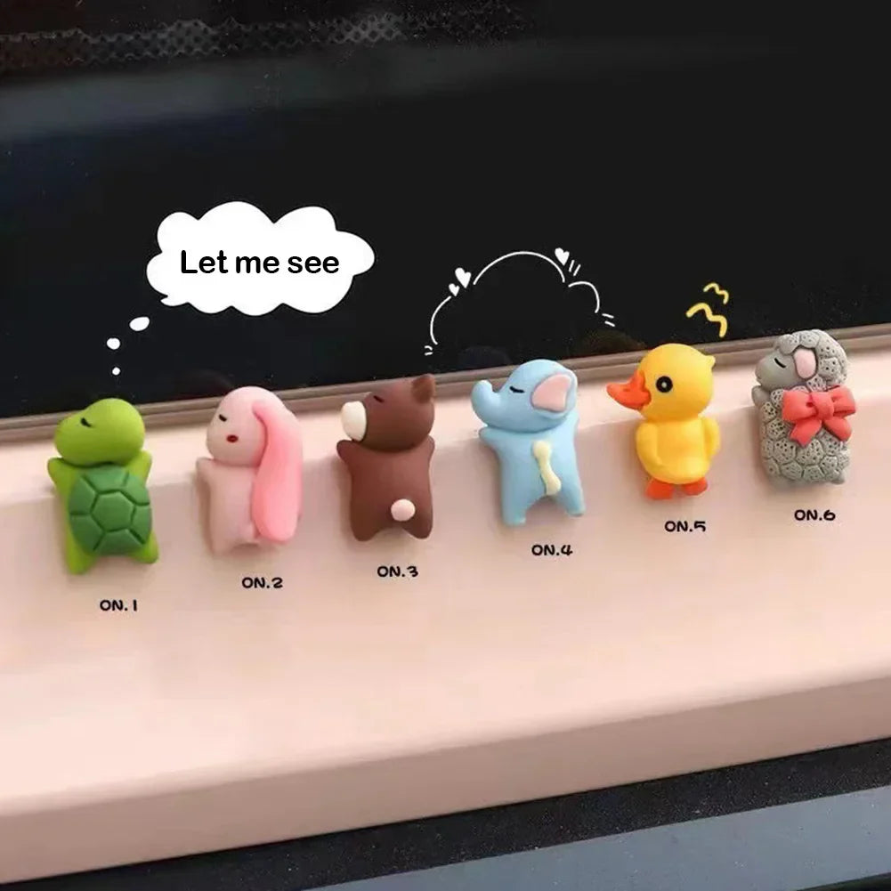 6/1pcs Cute Animal Ornament Car Center Console Display Screen Ornament Car Rearview Mirror Bike Little Turtle Cute Pendant Doll