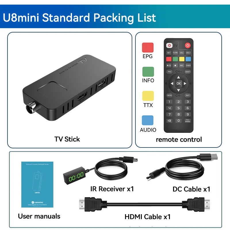 For Europe H.265 DVB-T2&C TV Decoder Dolby HD 1080P Mini TV Tuner HEVC 10Bit U8mini Digital Terrestrial Receiver Support WiFi