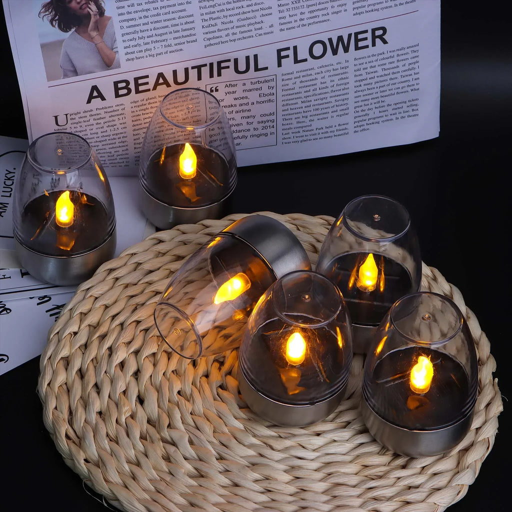 LED Solar Candles Light Flameless Rechargeable Night Light For Wedding Party Garden Decor Outdoor Waterproof Solar Candles Lamp