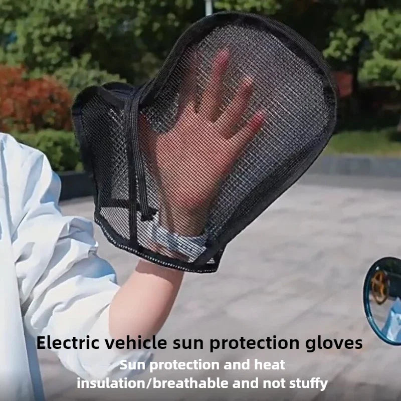 1pair Summer Motorcycle Handlebar Muffs Sun Protection Gloves Breathable Waterproof Oxford Cloth Mesh Riding Gloves