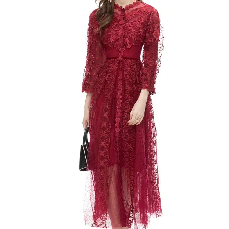 Elegant Mesh Embroidered Long Skirt for Women