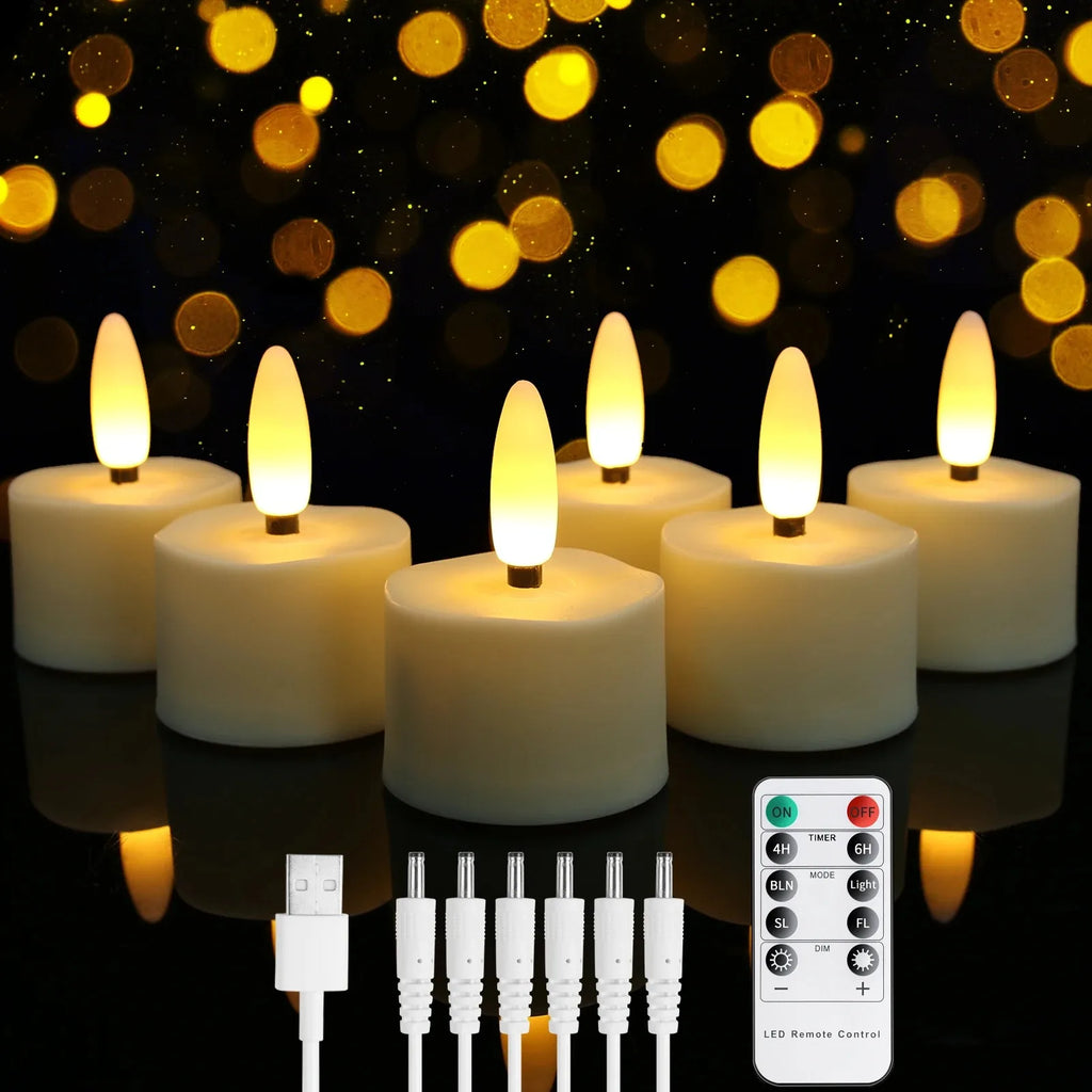 Rechargeable Flameless Candles Flickering LED Tea Light Candles Battery Operated Electronic Candle Lamp for Home Decor gift