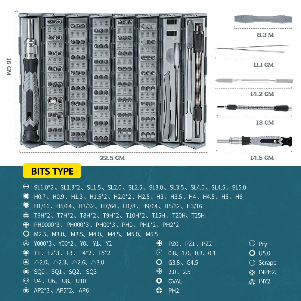 126 in 1 Precision Screwdriver Sets Manual Hand Tool Kits Magnetic Mini Small Bit for Xiaomi Mobile Cell Phone Watch Repair Home