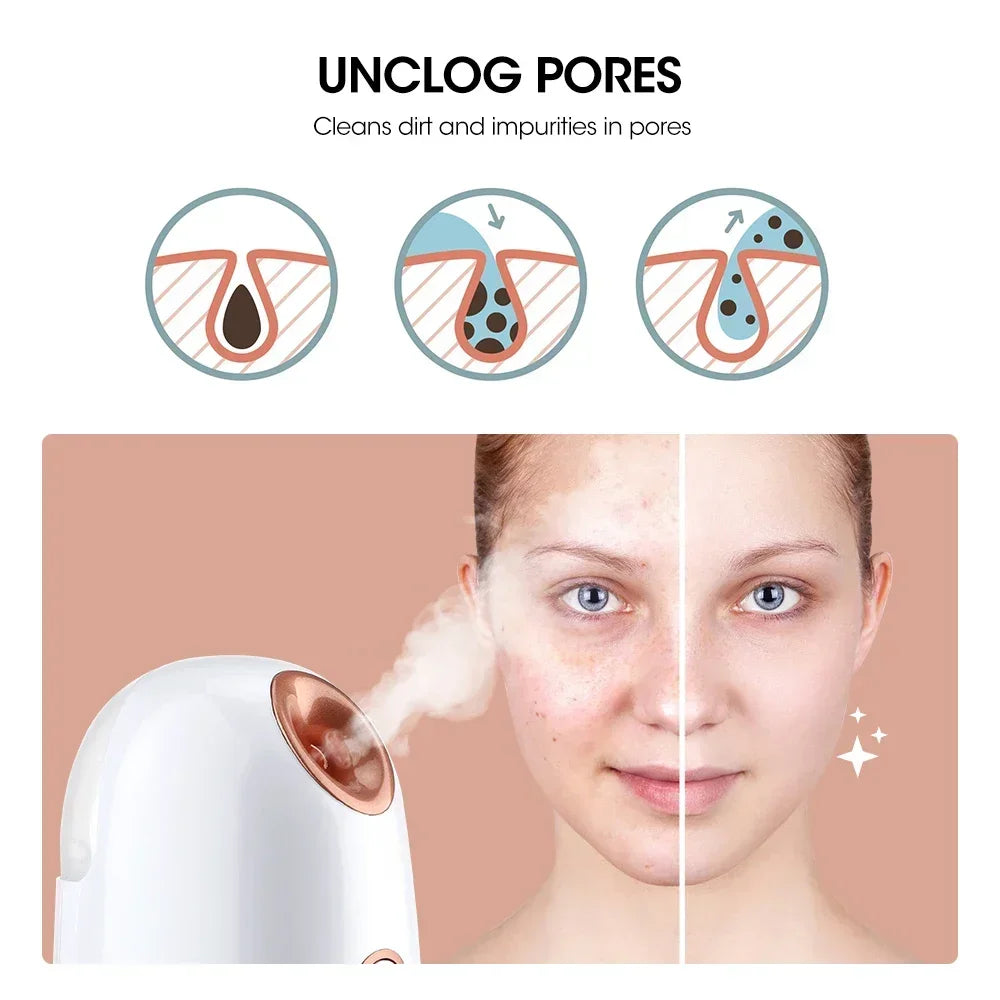 Face Steamer Humidifier Nano Mist Sprayer SPA Facial Nebulizer Steamer Moisturizing Beauty Skin Care Nano Steam Unclogs Pores