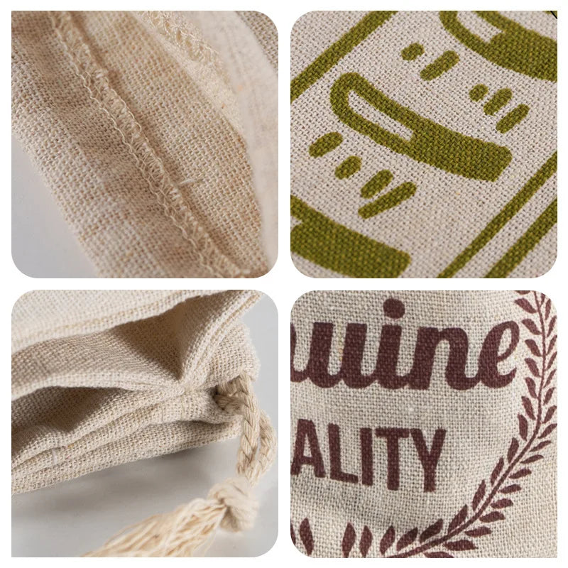 Linen Bread Bags Reusable Portable Drawstring Kitchen Organizer Home Homemade Artisan Bread Storage Bag Washable Food Organizer