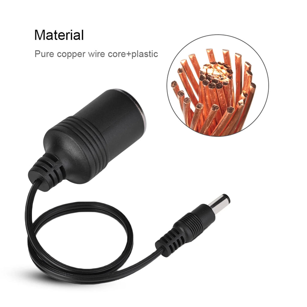 DC 5.5 x 2.1mm Female Plug to Car Cigarette Lighter Female Socket Power Supply Cable