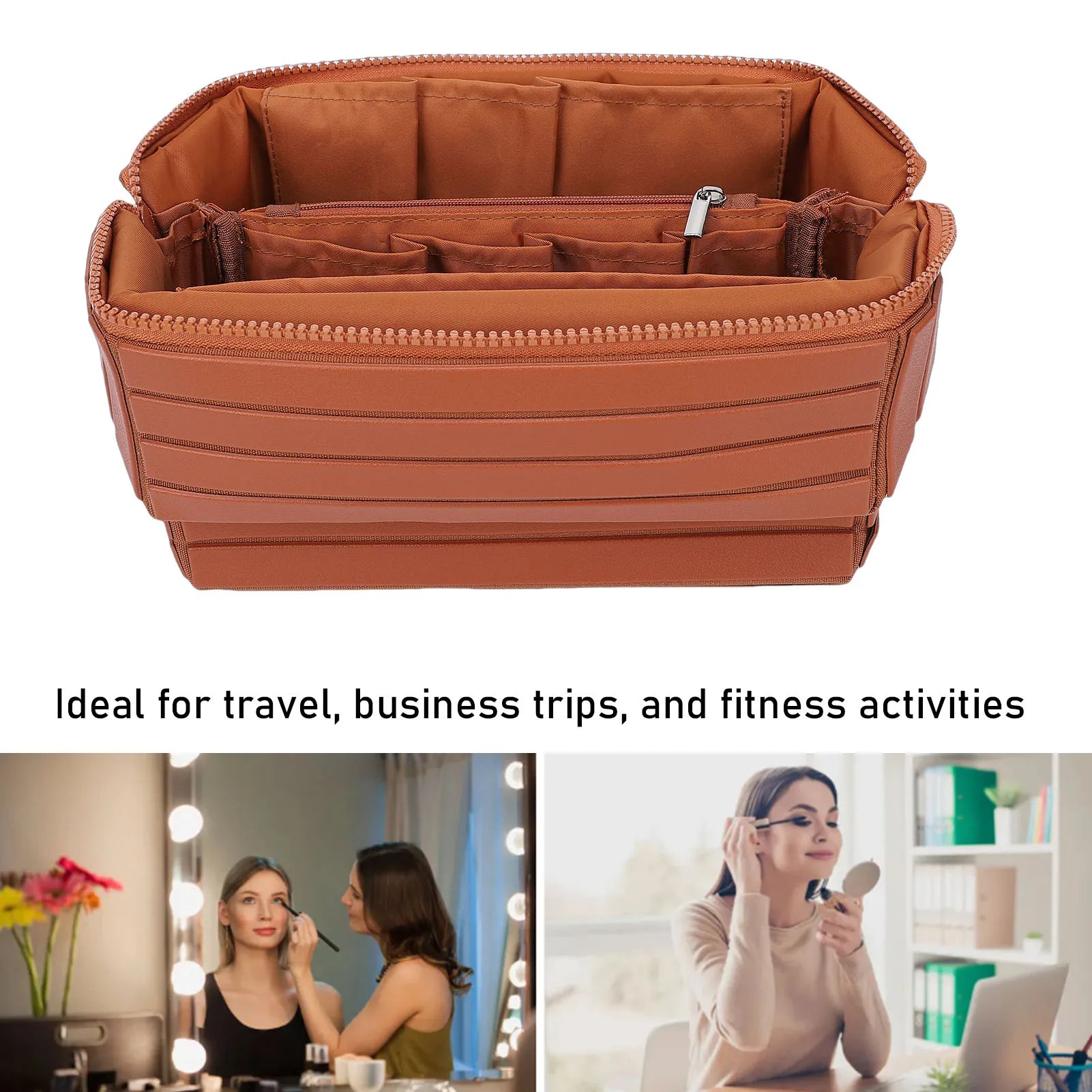 Fold Down Makeup Bag Large Capacity Water Proof Zippered Travel Cosmetic Case Toiletry Bag Zippered Toiletry Bag
