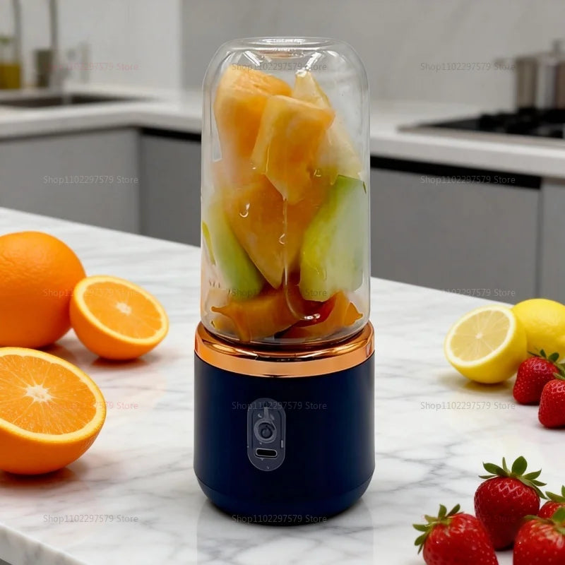Double Cup Portable Blender USB Juicer Fruit Mixer for Smoothies Milkshakes and Juices Compact Food Processor Orange Juicer