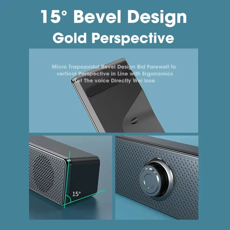 Bluetooth Soundbar with Subwoofer 4D Surround Speaker for TV Computer Wired Stereo and Powerful Bass Home Theater