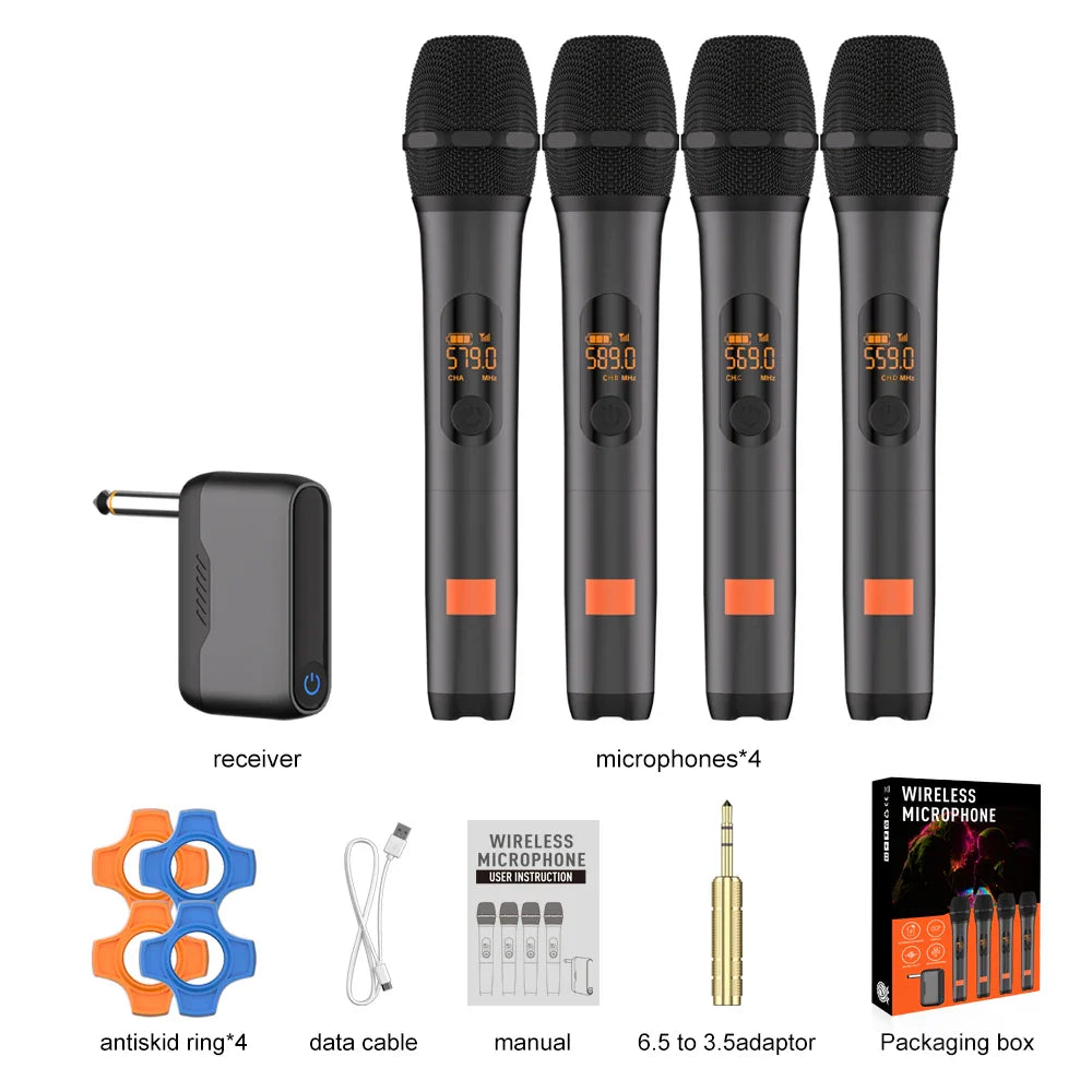 Wireless Microphone M23-4 UHF Recording Universal Karaoke Mic With Lithium Battery Receiver For Party Church Speaker