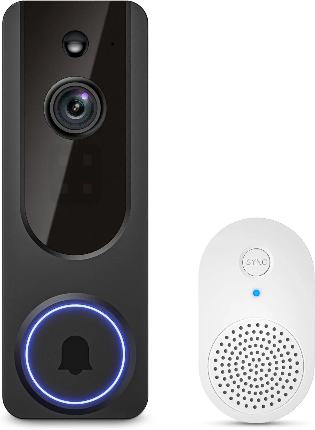 Wireless Doorbell Camera with Indoor Receiver, AI Detection, 2-Way Talk, Night Vision