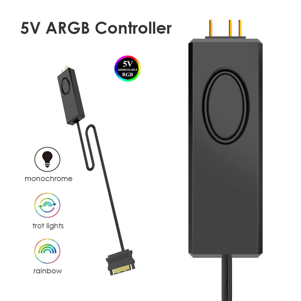 3 in 1/2 in 1 ARGB Controller Cable 5V 3 Pin 3Pin To SATA LED Color Intelligent Fan Controller HUB Adapter RGB Remote Controller
