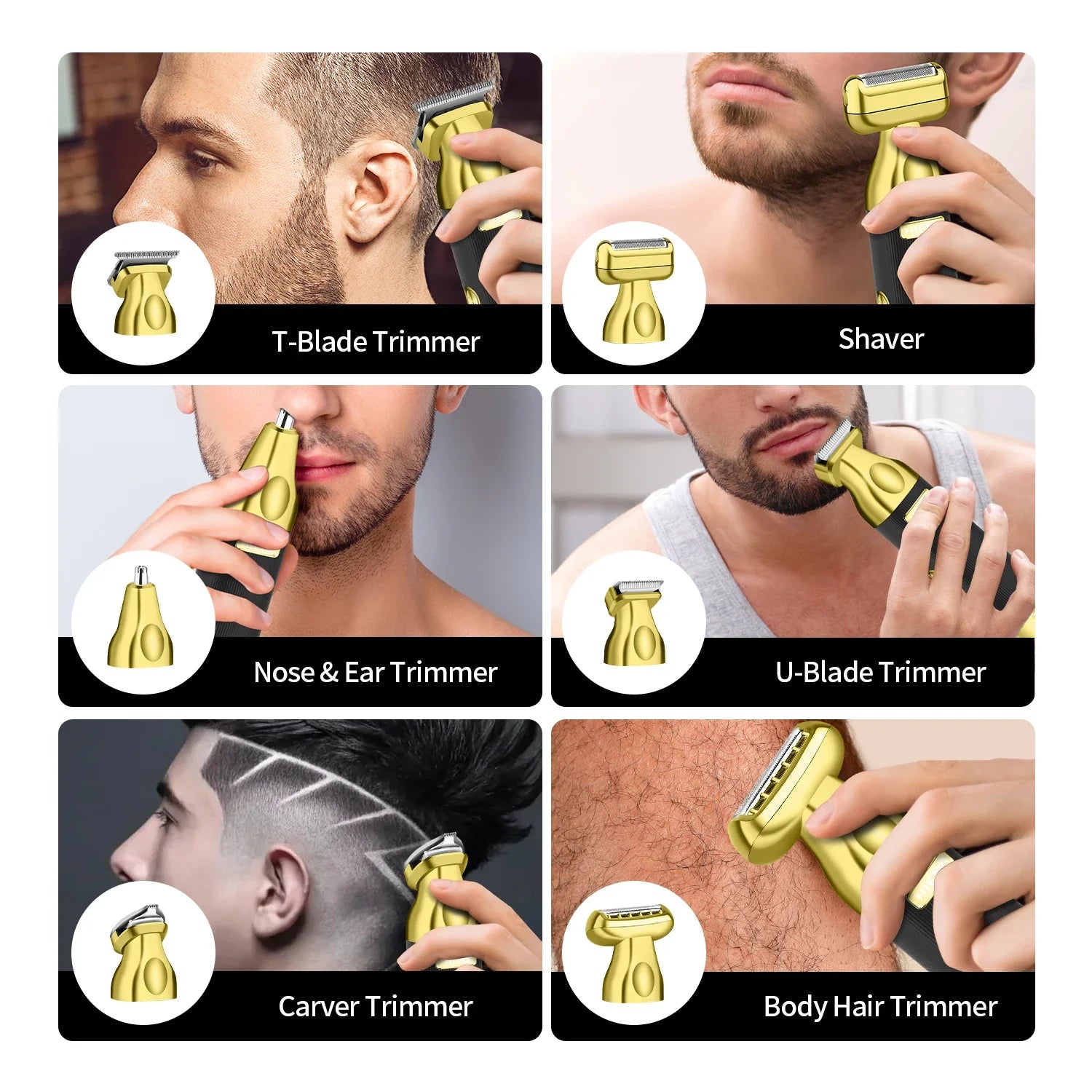 Professional Beard Hair Trimmer For Men Electric Razor and Sideburn Trimmer for Men Rechargeable USB with Display Body Beard