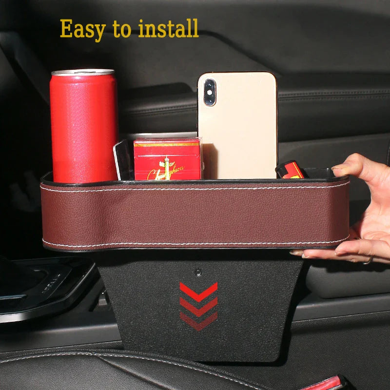 1Pc Leather Car Seat Gap Storage Box Phone Keys Organizer Auto Seat Crevice Storage Filler Munti-functional Auto Organizer