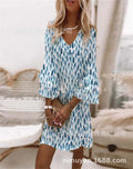 Mini Elegant Flared Loose Waist  With Butterfly Sleeve Dress
