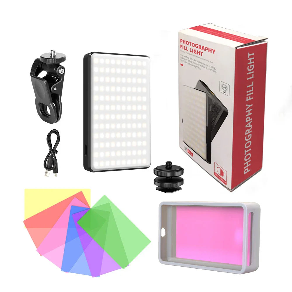 ST-120 LED Video Light Fill Light Rechargeable 3000 MAh CRI95 Portable Mini Selfie Light 2500-9000K Ajusted 3 Light Modes