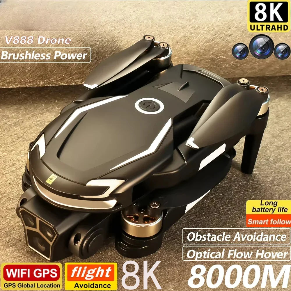Original V88 Drone 8K Professional Aerial Dual-Camera Omnidirectional Obstacle Avoidance Mini Drone GPS Folding Quadcopter 10km