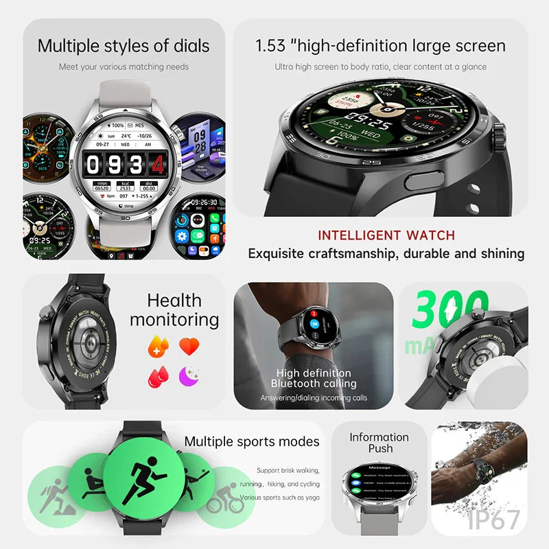BOXUXING 2026 New Smart Watch Men Watch 5 Pro AMOLED HD Screen Bluetooth Call GPS Trajectory NFC Heart Rate Compass SmartWatches