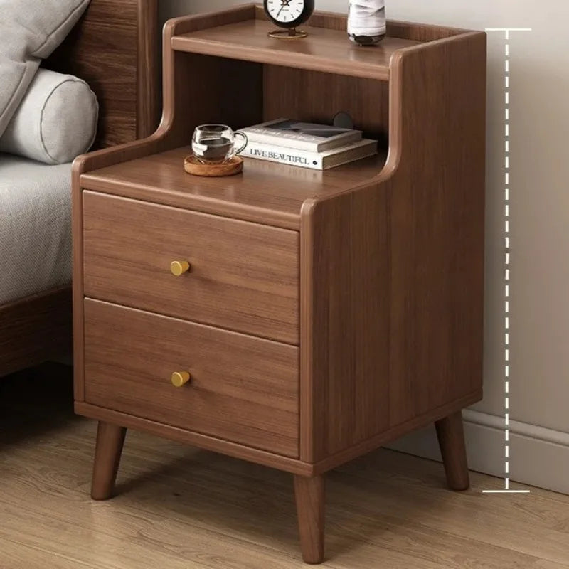 Modern Minimalist New Chinese Style Compact Narrow Bedside Table Nightstand Solid Wood Storage Drawer Bedroom Home Furniture