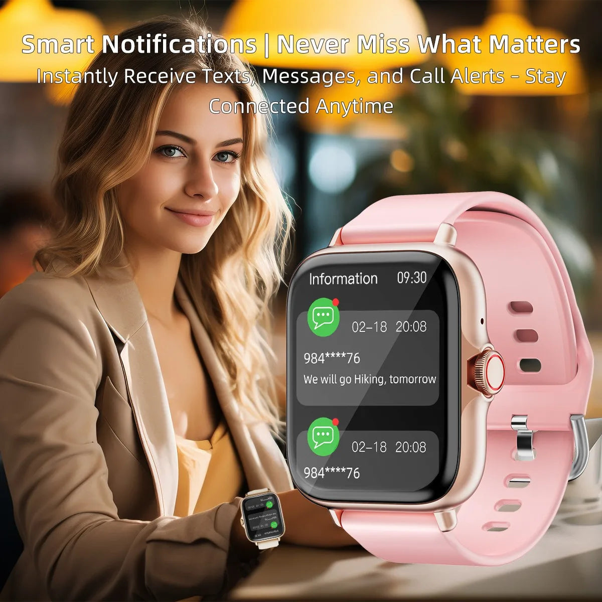 Smartwatch Wireless Call Waterproof Fitness Watch Sleep Message Reminder Heart Rate Blood oxygen for iPhone Android Men Women