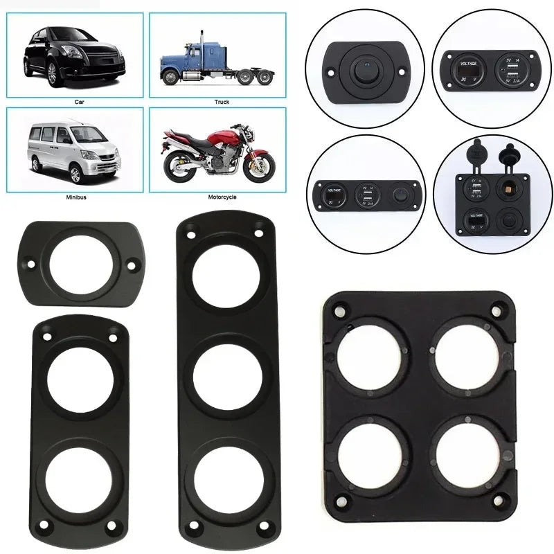 1/2/3/4 DIY Car USB Charger Switch Voltmeter Panel for Marine Cigarette Lighter Voltmeter Power Outlet Socket Panel Mount Holder