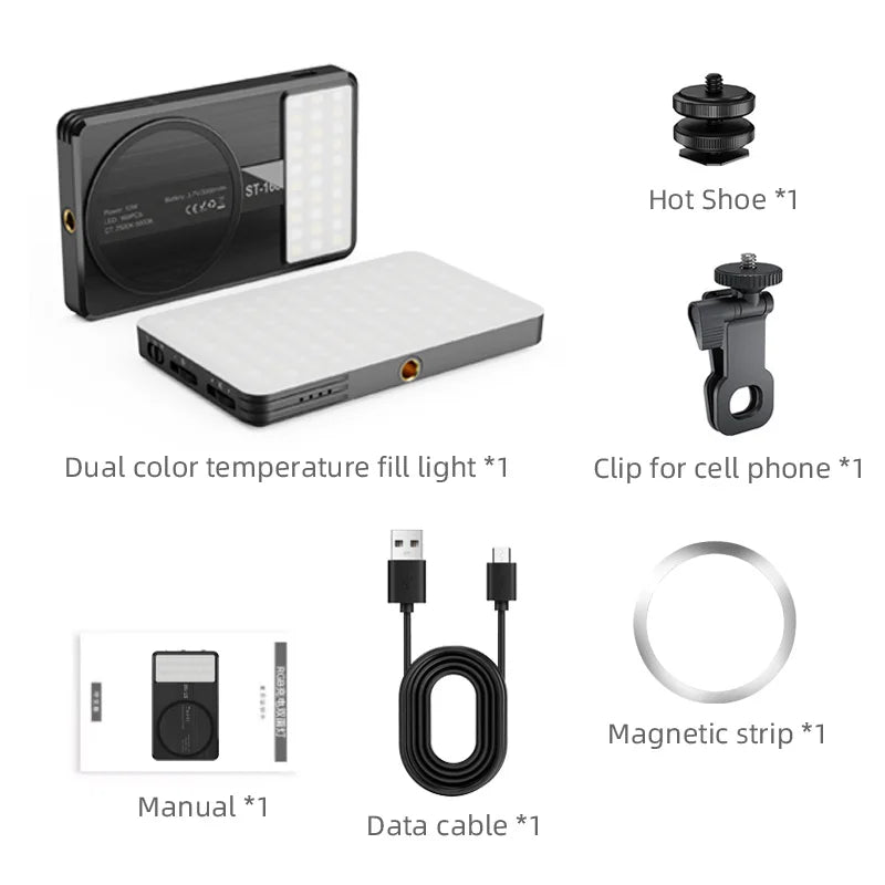 New Model 160pcs High Brightness LED 10W Mini Photography Live Fill Light 3000mAh Battery 3 Light Modes CRI95 Selfie Light 