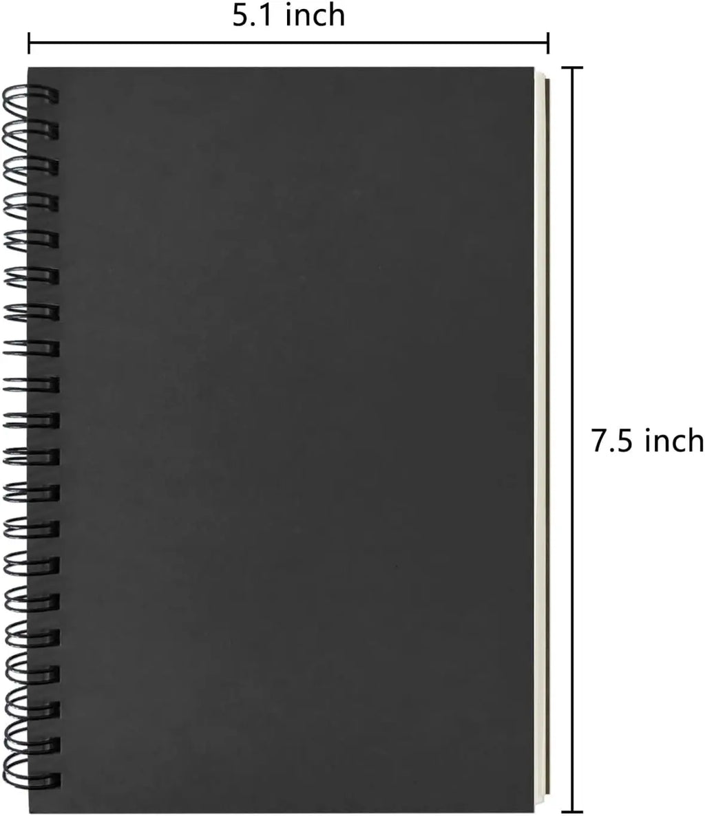 3-Pack Soft Cover Blank Spiral Notebook, 100 Pages, 7.5x5.1 Inch, Thick Paper for Sketching and Notes