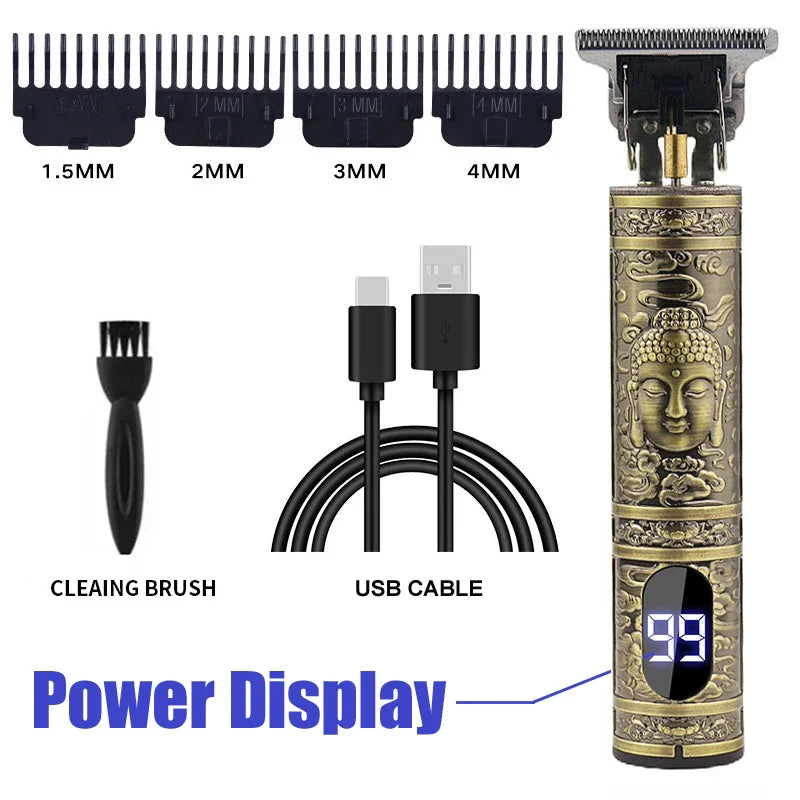 Carving T9 Vintage Professional Electric Hair Cutting Machine USB Rechargeable Portable Shaver Trimmer For Beard Care Best Gift