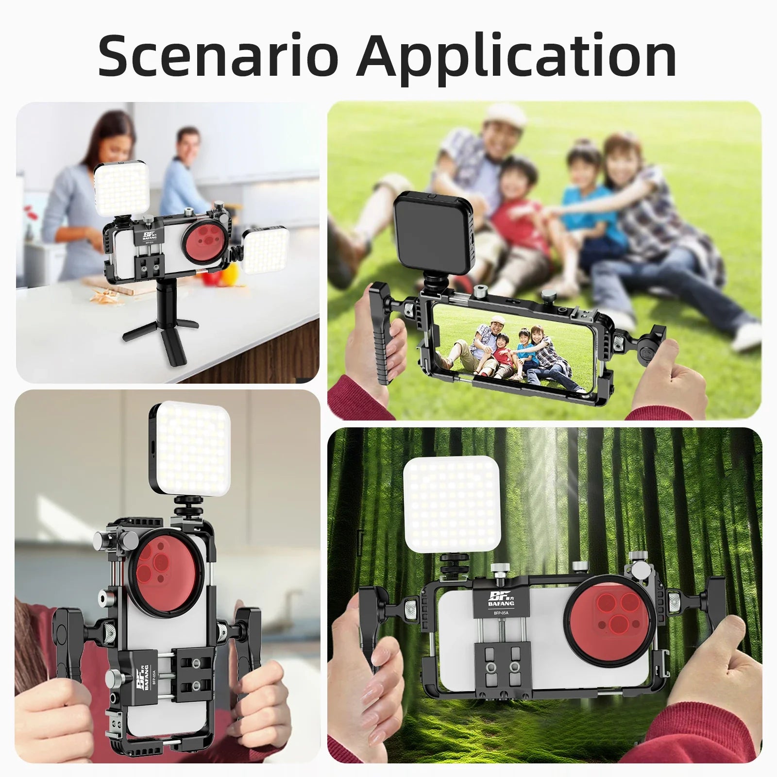 Universal Smartphone Video Rig with Handles 67mm Filter Adapter Phone Cage for iPhone 14 13 15 Pro Max Samsung S23 Ultra