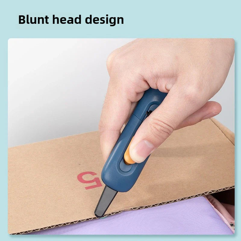 Deli Unboxing Knife Mini Art Knife Serrated Safety Anti Cutting Hand Collision Color High Aesthetic Value Portable Tool